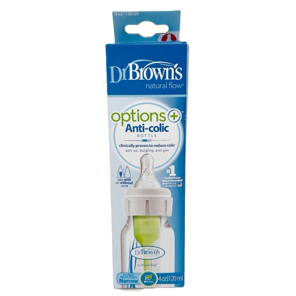 Dr Browns Natural Flow Anti-Colic Baby Bottle Silicone Nipple Bpa free 4oz 120mL